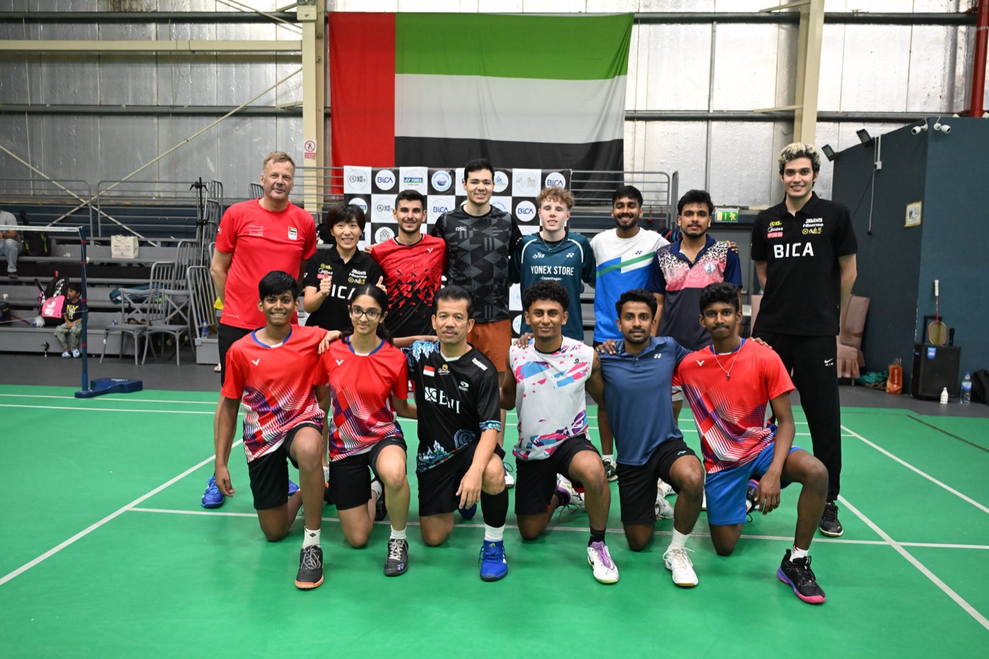 BICA athletes and coaches at a UAE badminton tournament.